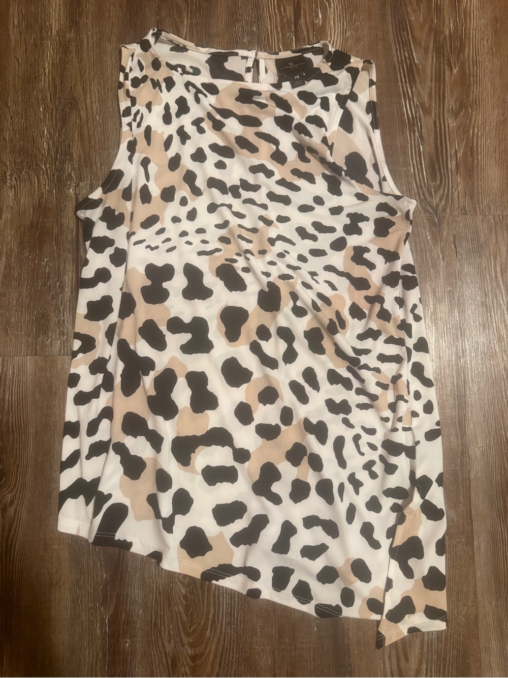 Worthington Cream, Black & Tan Animal Print Sleeveless Top